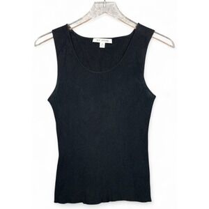 St John Ribbed Knit Tank Top Black Medium